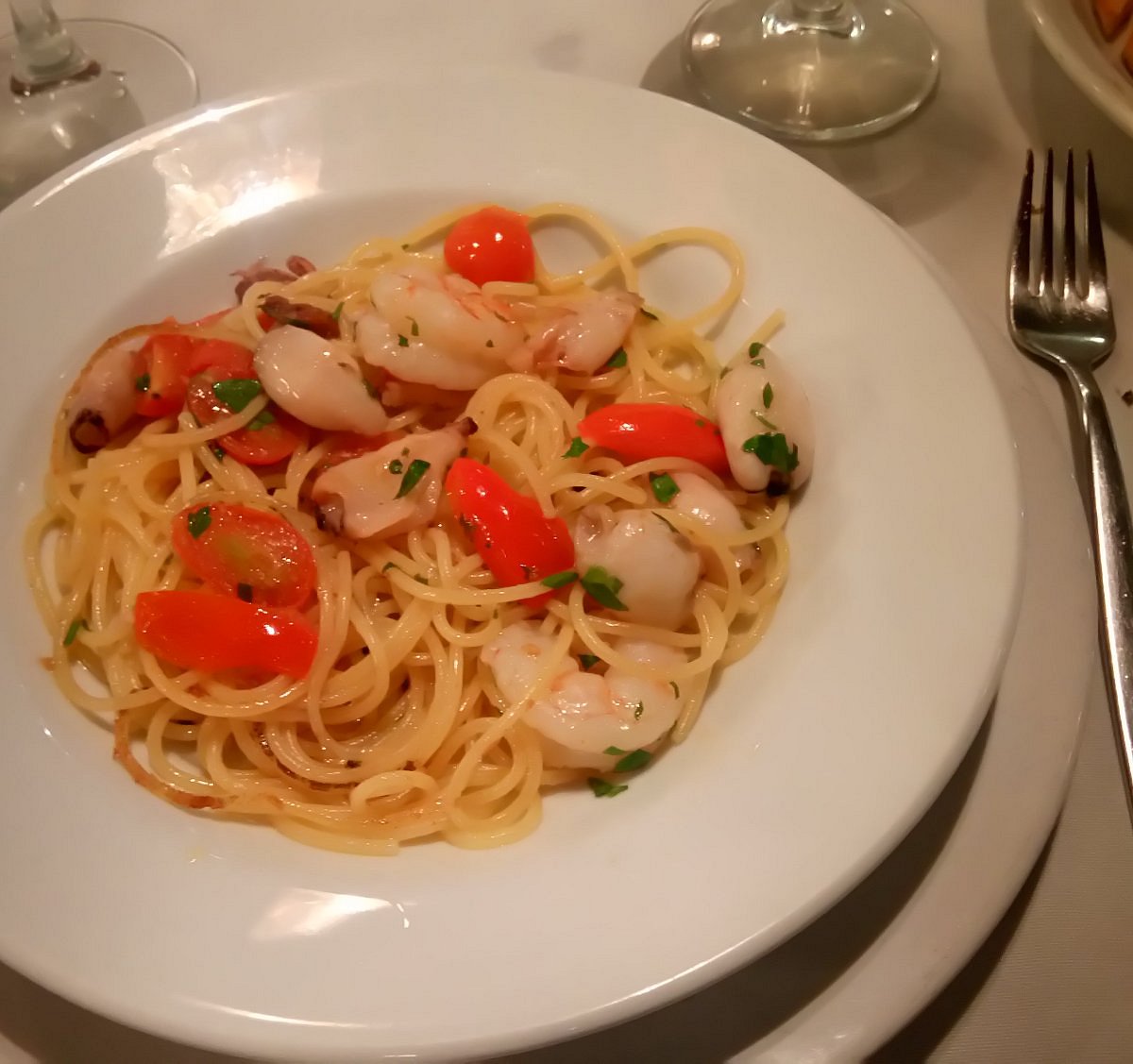 Spaghetti con frutos de mar
